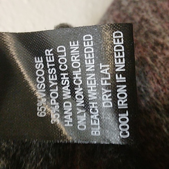 Large Striped Black Gray and Purple Fringe Scarf - Picture 8 of 9